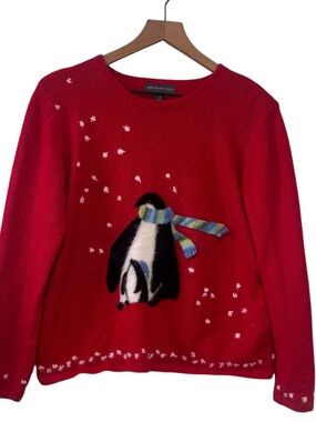 NORTHERN ISLES Red Wool Blend Penguin Sweater